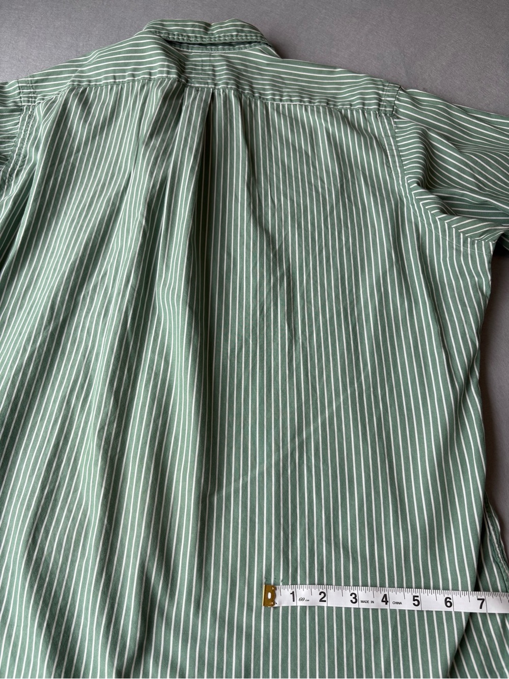 Polo Ralph Lauren Green White Striped Oxford Button-Down Shirt Classic Fit 17.5 - Picture 9 of 10